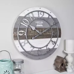 Kirklands Home Clocks|Shabby Wood Plank Wall Clock