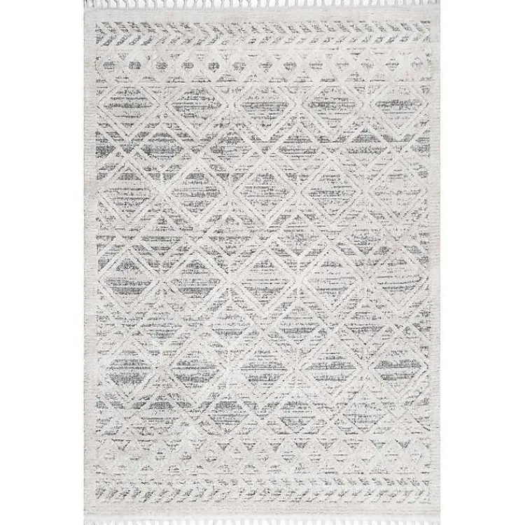 Kirklands Home Area Rugs|Shaggy Lattice Tassel Ansley Area Rug, 5x7