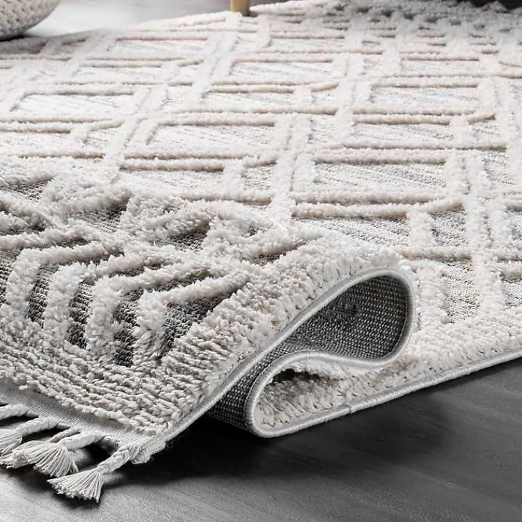 Kirklands Home Area Rugs|Shaggy Lattice Tassel Ansley Area Rug, 5x7