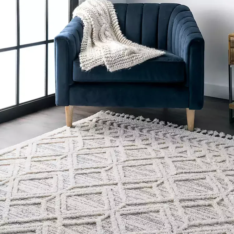 Kirklands Home Area Rugs|Shaggy Lattice Tassel Ansley Area Rug, 5x7