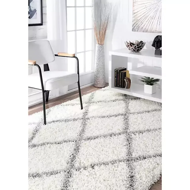 Kirklands Home Area Rugs|Shanna Diamond Area Rug, 5x7 White