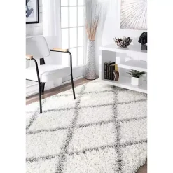 Kirklands Home Area Rugs|Shanna Diamond Area Rug, 8x10 White
