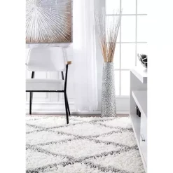 Kirklands Home Area Rugs|Shanna Diamond Area Rug, 8x10 White