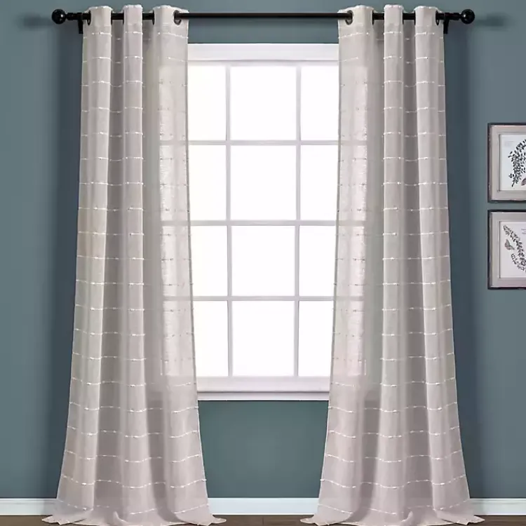 Kirklands Home Curtains & Drapes|Sheer Textured Curtain Panel Set, 84 in. Gray