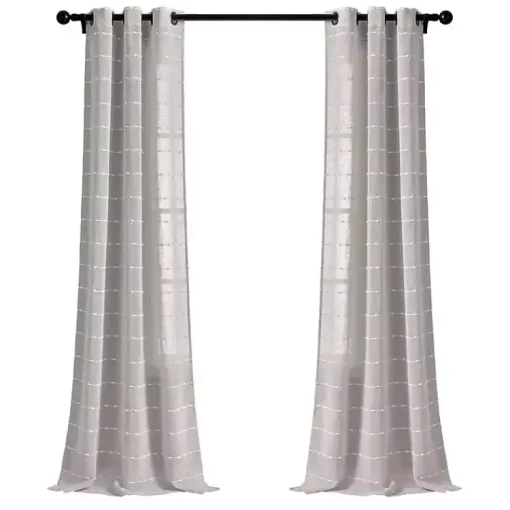Kirklands Home Curtains & Drapes|Sheer Textured Curtain Panel Set, 84 in. Gray