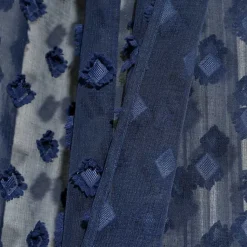 Kirklands Home Curtains & Drapes|Sheer Navy Dotted Curtain Panel Set, 84 in. Blue