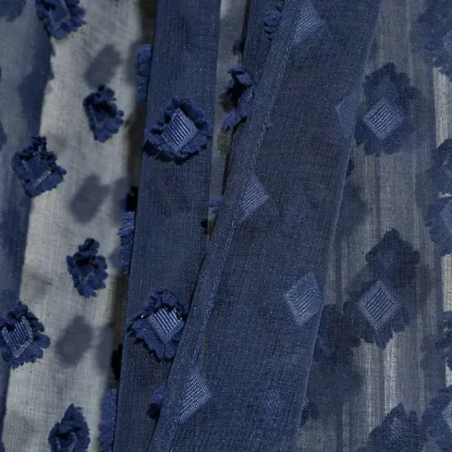 Kirklands Home Curtains & Drapes|Sheer Navy Dotted Curtain Panel Set, 84 in. Blue