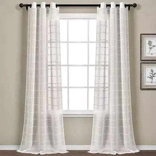 Kirklands Home Curtains & Drapes|Sheer Textured Curtain Panel Set, 84 in White
