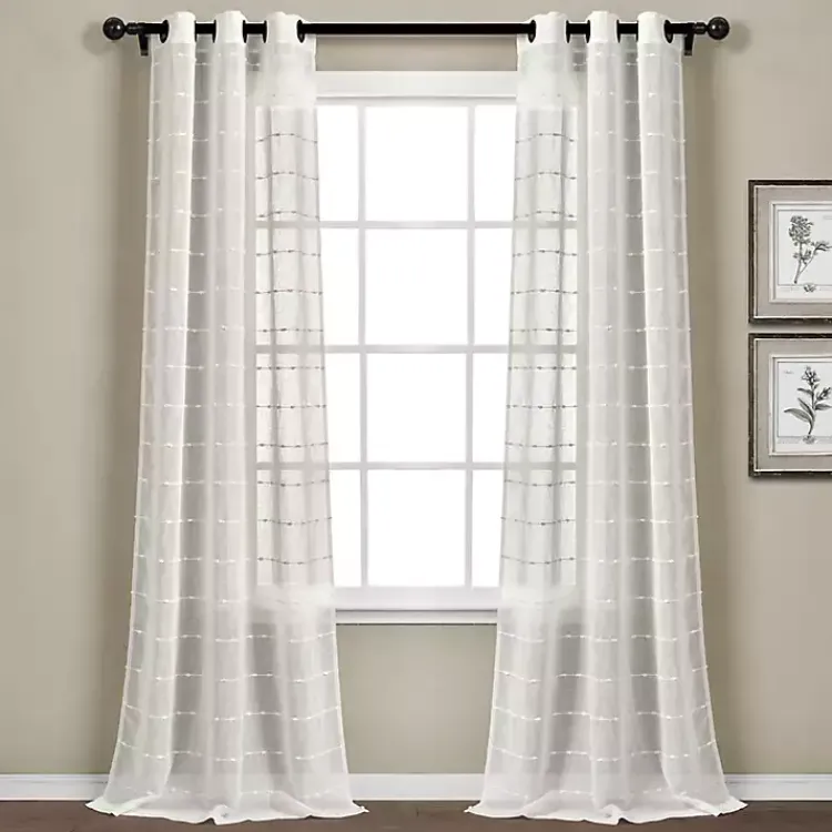 Kirklands Home Curtains & Drapes|Sheer Textured Curtain Panel Set, 84 in White