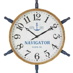 Kirklands Home Clocks|Ship Wheel Wood and Rope Wall Clock