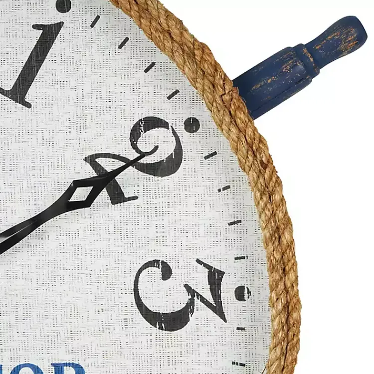 Kirklands Home Clocks|Ship Wheel Wood and Rope Wall Clock