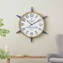 Kirklands Home Clocks|Ship Wheel Wood and Rope Wall Clock