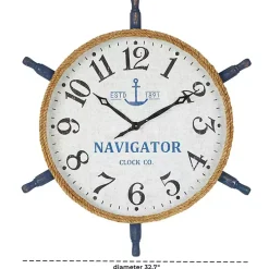 Kirklands Home Clocks|Ship Wheel Wood and Rope Wall Clock