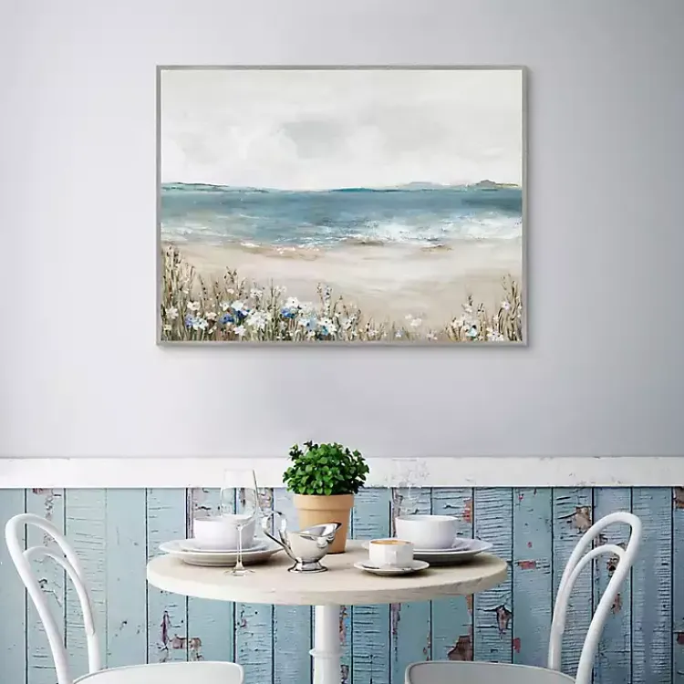 Kirklands Home Canvas Art|Shoreline Splendor Framed Canvas Art Print Blue
