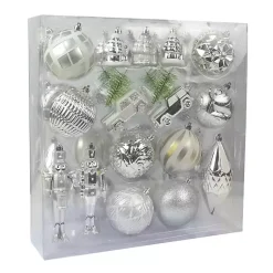 Online Silver & White Mix 36-pc. Christmas Ornament Set Christmas Ornaments