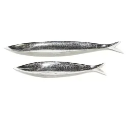Outlet Aluminum Metallic Fish Trays, Set of 2 Decorative Trays