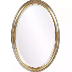 Kirklands Home Decorative Mirrors|Silver and Gold Carlton Oval Wall Mirror
