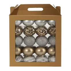 Sale Silver and Gold Shatterproof Ornaments, Set of 40 Christmas Ornaments