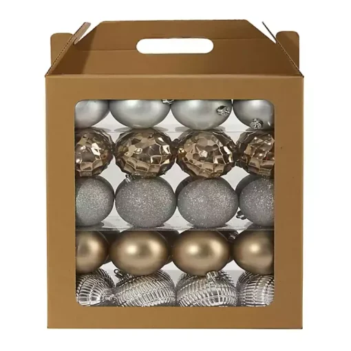 Sale Silver and Gold Shatterproof Ornaments, Set of 40 Christmas Ornaments