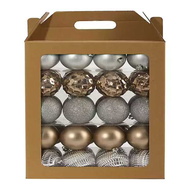Sale Silver and Gold Shatterproof Ornaments, Set of 40 Christmas Ornaments