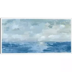 Kirklands Home Canvas Art|Silver Sea Framed Canvas Art Print Blue