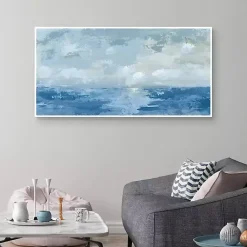 Kirklands Home Canvas Art|Silver Sea Framed Canvas Art Print Blue