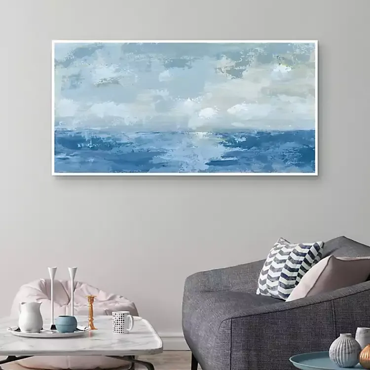 Kirklands Home Canvas Art|Silver Sea Framed Canvas Art Print Blue