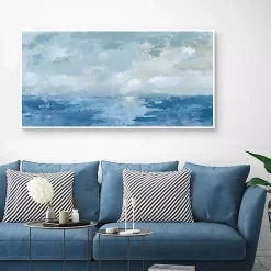 Kirklands Home Canvas Art|Silver Sea Framed Canvas Art Print Blue