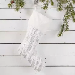 Discount Silver Brushed Faux Fur Stocking Christmas Stockings & Stocking Holders