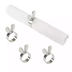 Kirklands Home Kitchen Accessories|Bunny Ear Napkin Rings, Set of 4 Silver