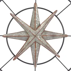 Kirklands Home Outdoor Wall Decor|Compass Rose Outdoor Plaque Silver