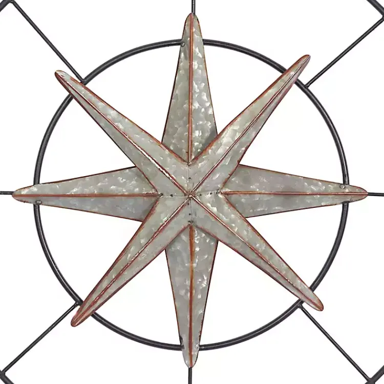 Kirklands Home Outdoor Wall Decor|Compass Rose Outdoor Plaque Silver