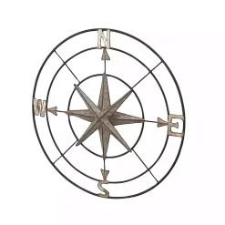 Kirklands Home Outdoor Wall Decor|Compass Rose Outdoor Plaque Silver