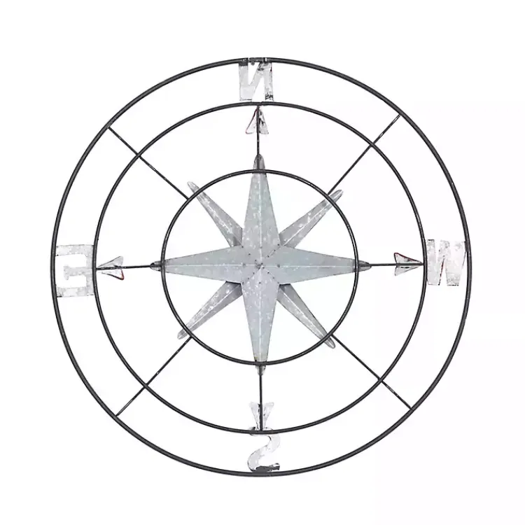 Kirklands Home Outdoor Wall Decor|Compass Rose Outdoor Plaque Silver