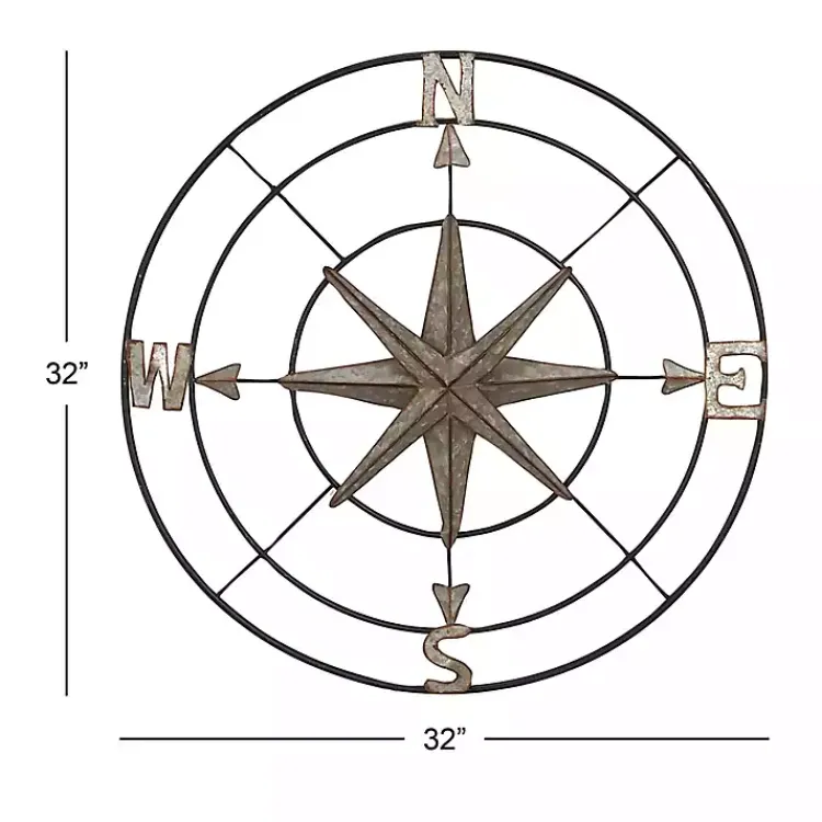 Kirklands Home Outdoor Wall Decor|Compass Rose Outdoor Plaque Silver