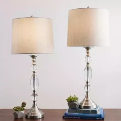 Kirklands Home Table Lamps|Silver Crystal Table Lamp, Set of 2 White