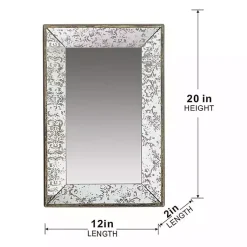 Kirklands Home Decorative Mirrors|Silver Floral Rectangle Wood Wall Mirror