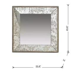 Kirklands Home Decorative Mirrors|Silver Floral Square Wood Wall Mirror