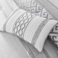 Kirklands Home Comforters|Silver Geometric Stripes 7-pc. Queen Comforter Set