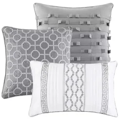 Kirklands Home Comforters|Silver Geometric Stripes 7-pc. Queen Comforter Set