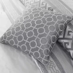 Kirklands Home Comforters|Silver Geometric Stripes 7-pc. King Comforter Set