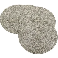 Kirklands Home Table Linens|Glass Beaded Placemats, Set of 4 Silver