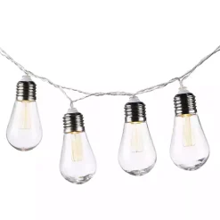 Kirklands Home Outdoor Lighting|Glass Bulb Solar Outdoor String Lights Silver