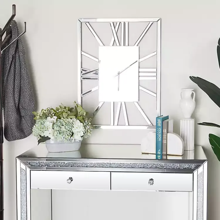 Kirklands Home Clocks|Silver Glass Frame Wall Clock