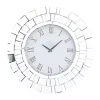 Kirklands Home Clocks|Silver Glass Mirror Abstract Wall Clock