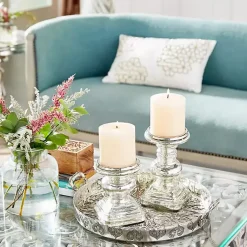Sale Glass Ornate 2-pc. Pillar Candle Holder Set Candle Holders