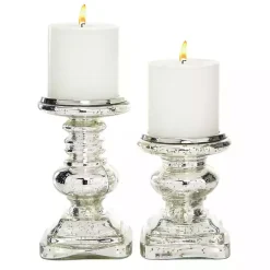 Sale Glass Ornate 2-pc. Pillar Candle Holder Set Candle Holders