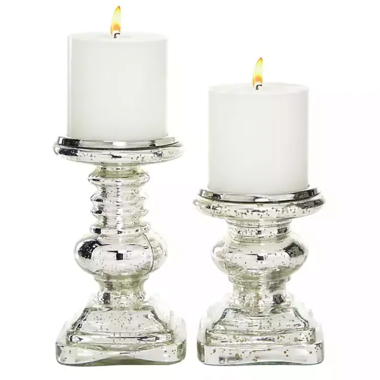 Sale Glass Ornate 2-pc. Pillar Candle Holder Set Candle Holders