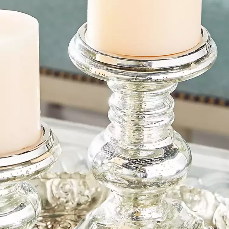 Sale Glass Ornate 2-pc. Pillar Candle Holder Set Candle Holders
