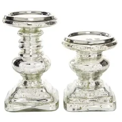 Sale Glass Ornate 2-pc. Pillar Candle Holder Set Candle Holders